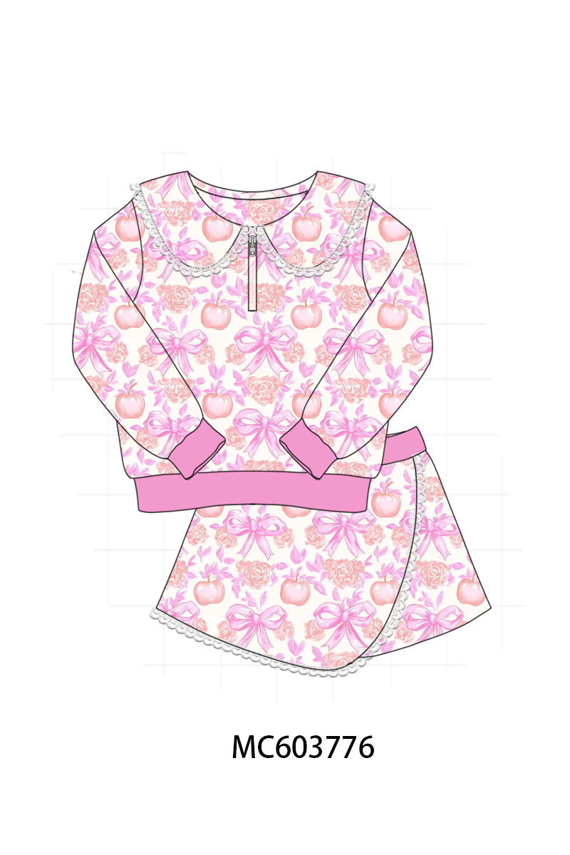 PO85 Pink bow floral print lace skorts set collection - ETA  LATE AUGUST to LC