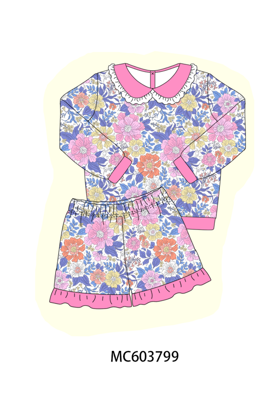 PO85 Garden floral print ruffle girl shorts set collection - ETA  LATE AUGUST to LC