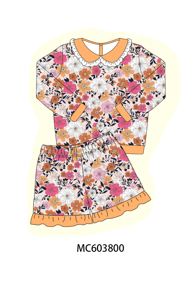 PO85 Garden floral print ruffle girl shorts set collection - ETA  LATE AUGUST to LC
