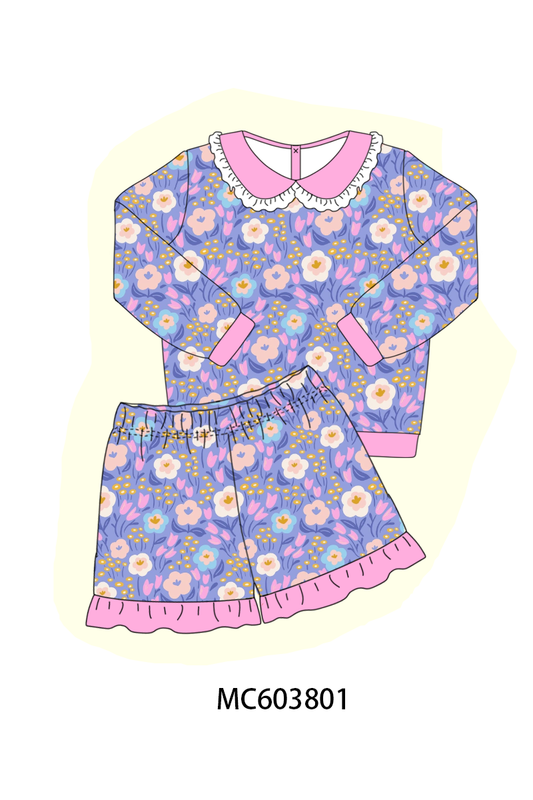 PO85 Garden floral print ruffle girl shorts set collection - ETA  LATE AUGUST to LC
