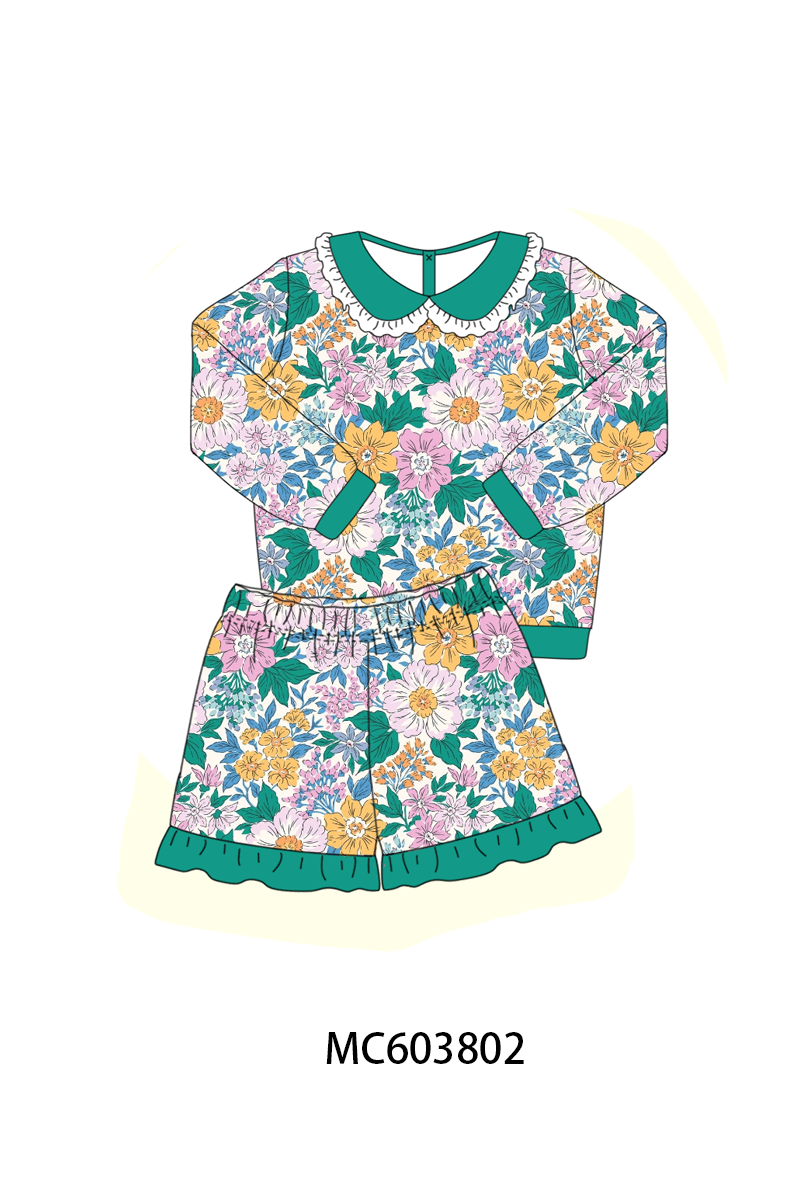 PO85 Garden floral print ruffle girl shorts set collection - ETA  LATE AUGUST to LC