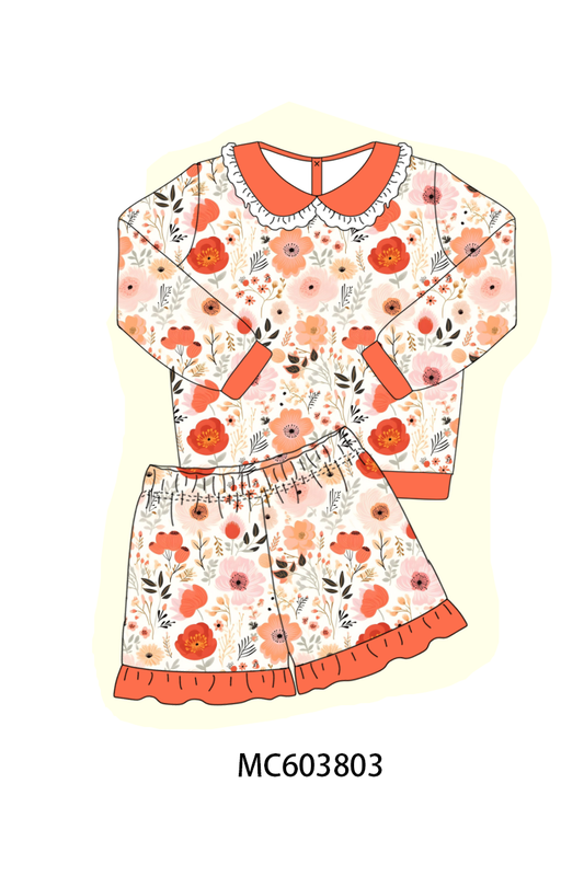 PO85 Garden floral print ruffle girl shorts set collection - ETA  LATE AUGUST to LC