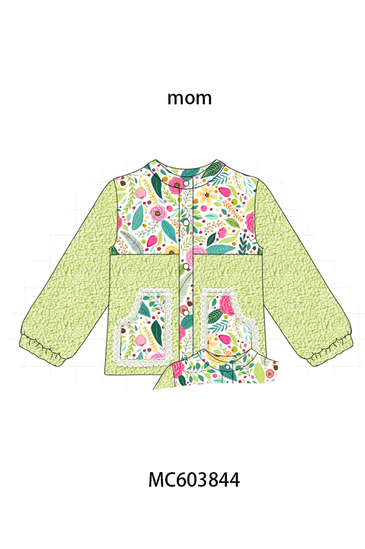 PO85 Multicolored floral print fleece mom&me coat collection - ETA  LATE AUGUST to LC