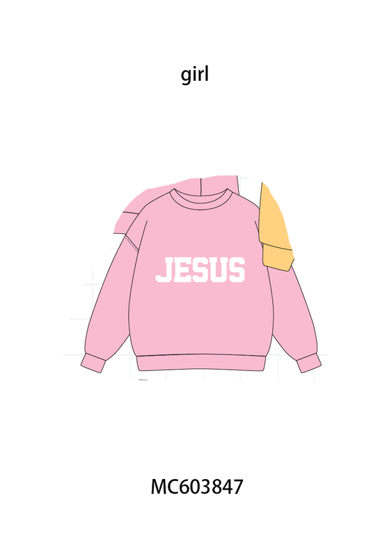 PO85 Multicolored JESUS embroidery mom&me pullover collection - ETA  LATE AUGUST to LC