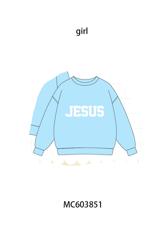 PO85 Multicolored JESUS embroidery mom&me pullover collection - ETA  LATE AUGUST to LC