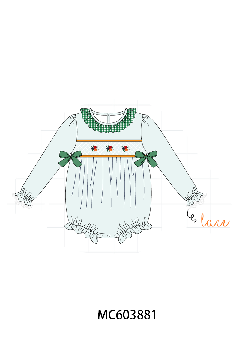 PO85 Green rose smocked gingham ruffle collection - ETA  LATE AUGUST to LC