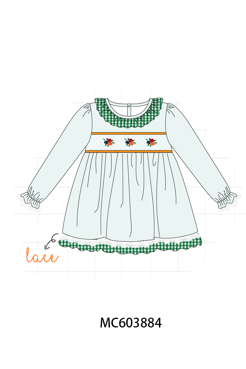 PO85 Green rose smocked gingham ruffle collection - ETA  LATE AUGUST to LC