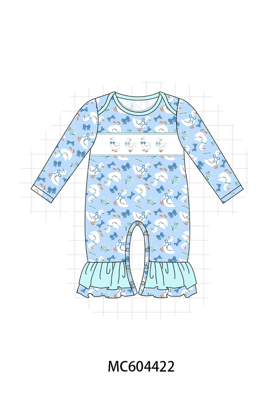 PO88 Blue goose bow embroidery ruffle collection (ETA September to LC)