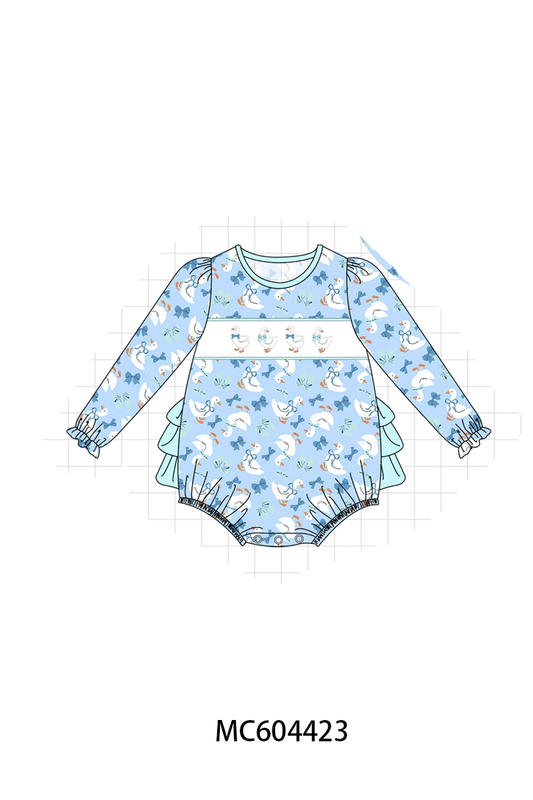 PO88 Blue goose bow embroidery ruffle collection (ETA September to LC)