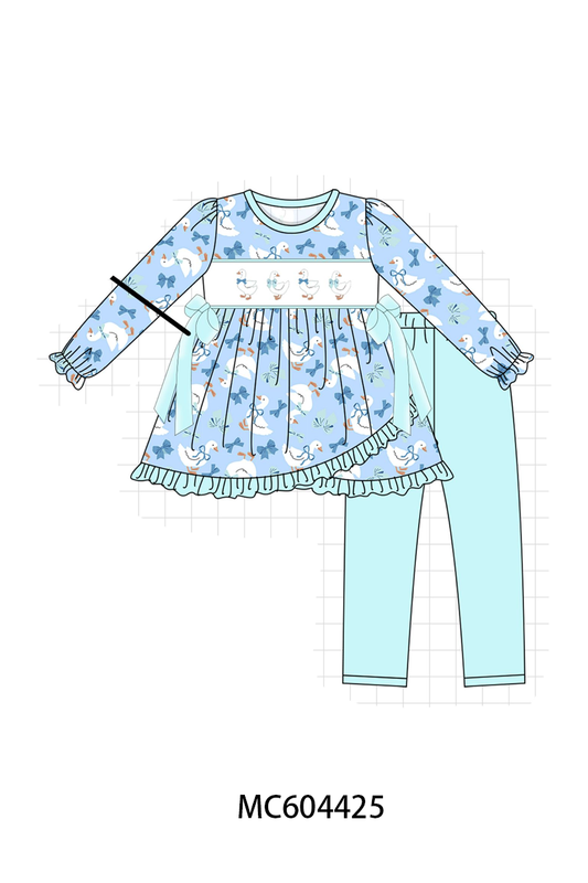 PO88 Blue goose bow embroidery ruffle collection (ETA September to LC)