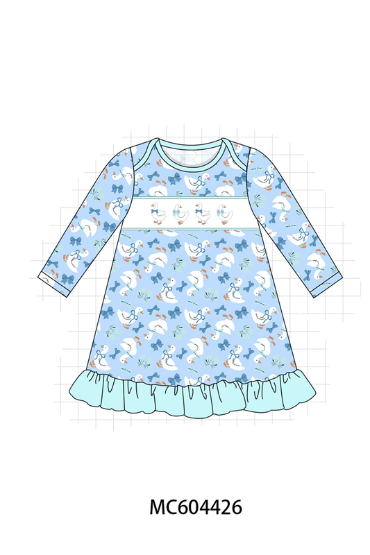 PO88 Blue goose bow embroidery ruffle collection (ETA September to LC)