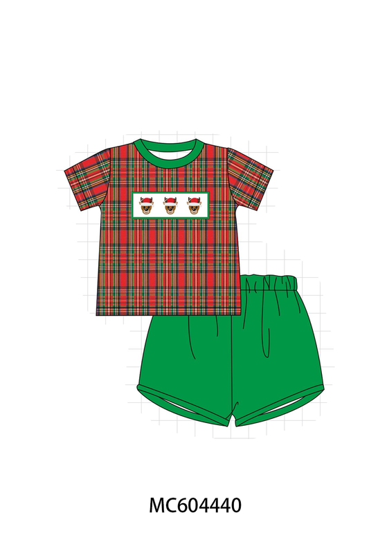 PO88 Red plaid christmas reindeer embroidery collection (ETA September to LC)