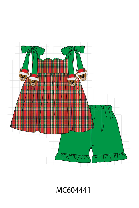 PO88 Red plaid christmas reindeer embroidery collection (ETA September to LC)