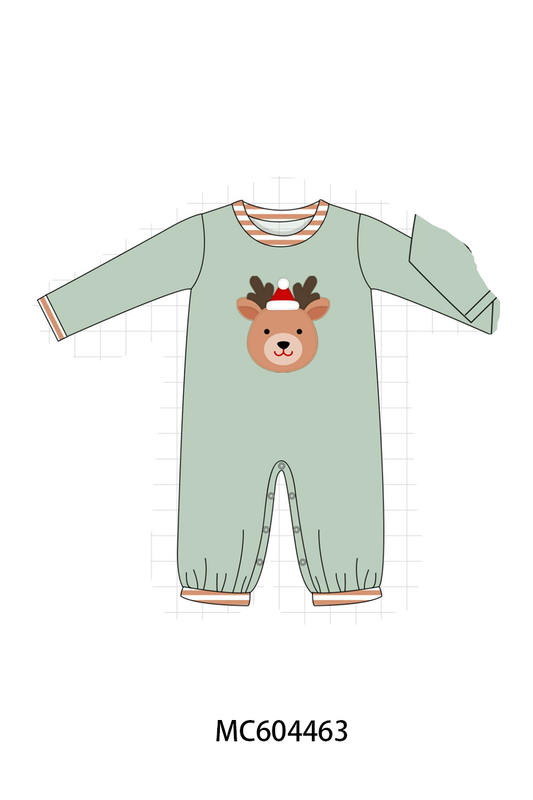 PO88 Sage christmas reindeer applique floral ruffle collection (ETA September to LC)