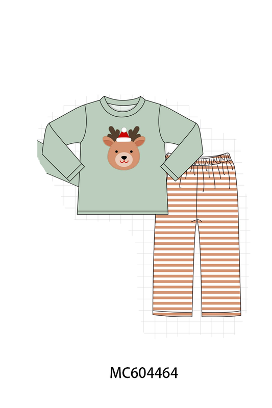 PO88 Sage christmas reindeer applique floral ruffle collection (ETA September to LC)