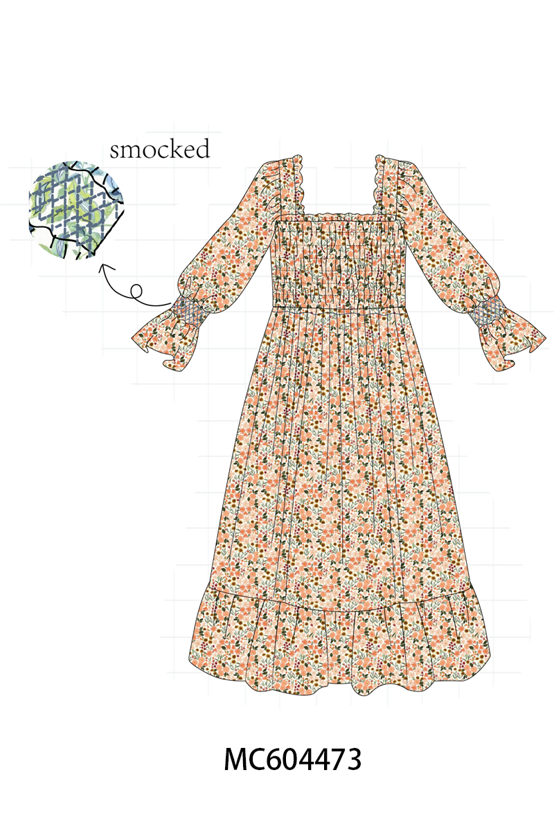 PO88 Green floral print ruffle gingham collection (ETA September to LC)