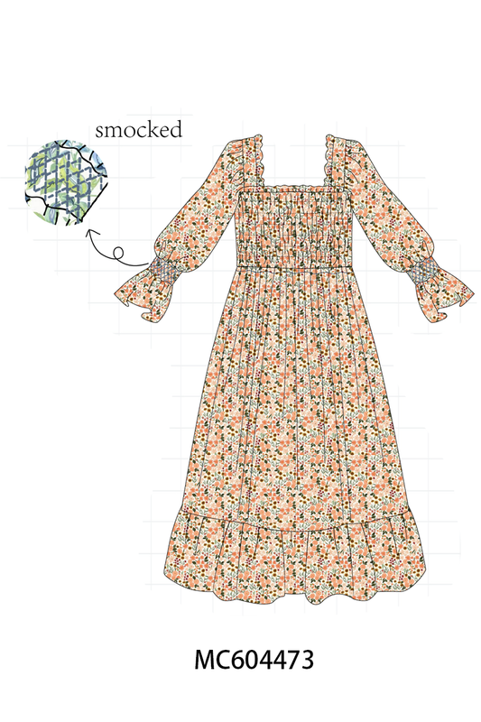 PO88 Green floral print ruffle gingham collection (ETA September to LC)