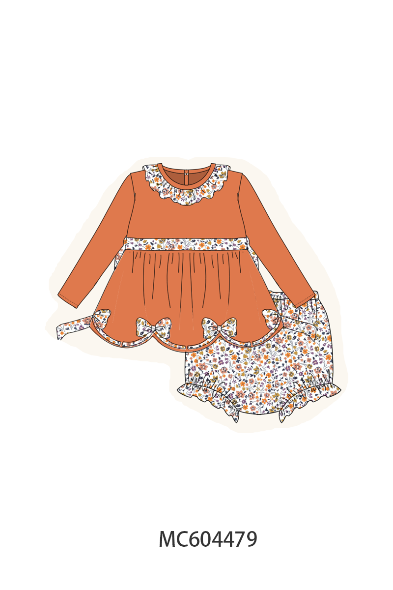 PO88 Orange floral print ruffle collection (ETA September to LC)