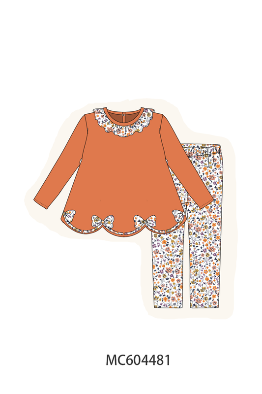 PO88 Orange floral print ruffle collection (ETA September to LC)