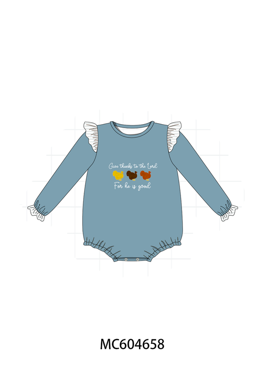 PO88 Teal thanksgiving turkey for he is good embroidery collection (ETA September to LC)