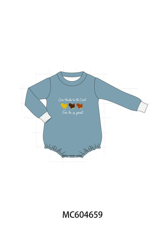 PO88 Teal thanksgiving turkey for he is good embroidery collection (ETA September to LC)