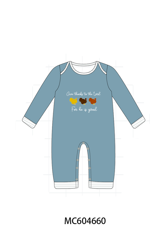 PO88 Teal thanksgiving turkey for he is good embroidery collection (ETA September to LC)