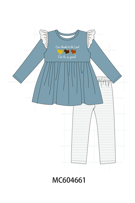 PO88 Teal thanksgiving turkey for he is good embroidery collection (ETA September to LC)