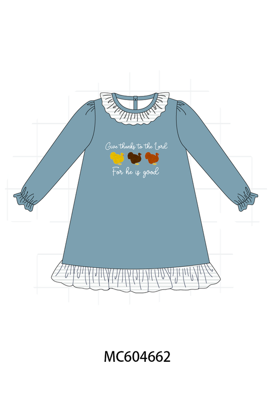 PO88 Teal thanksgiving turkey for he is good embroidery collection (ETA September to LC)