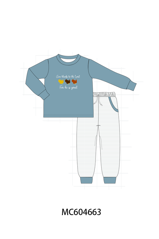 PO88 Teal thanksgiving turkey for he is good embroidery collection (ETA September to LC)