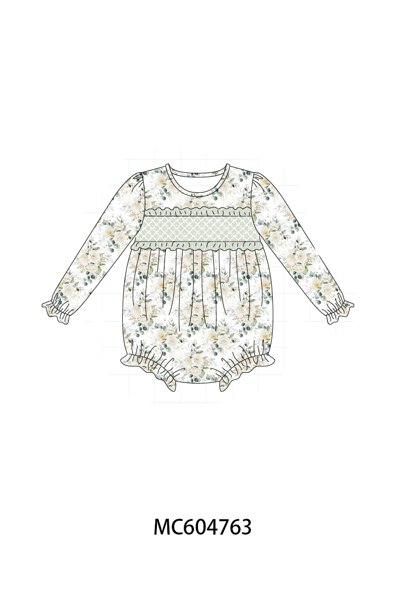 PO88 Sage floral smocked ruffle collection (ETA September to LC)