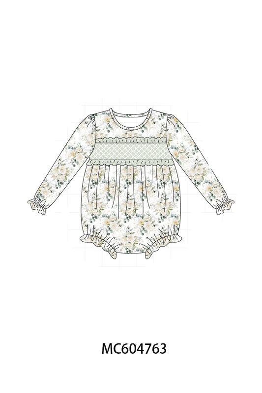 PO88 Sage floral smocked ruffle collection (ETA September to LC)
