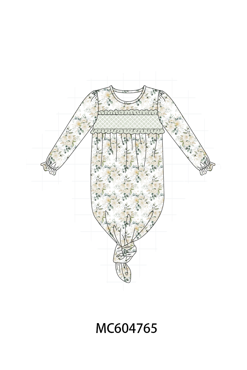 PO88 Sage floral smocked ruffle collection (ETA September to LC)