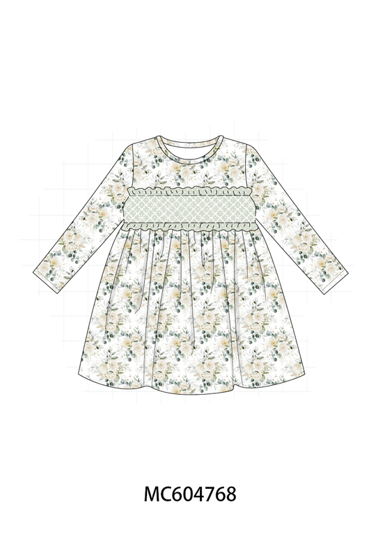 PO88 Sage floral smocked ruffle collection (ETA September to LC)