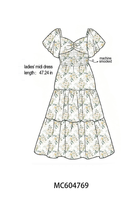 PO88 Sage floral smocked ruffle collection (ETA September to LC)