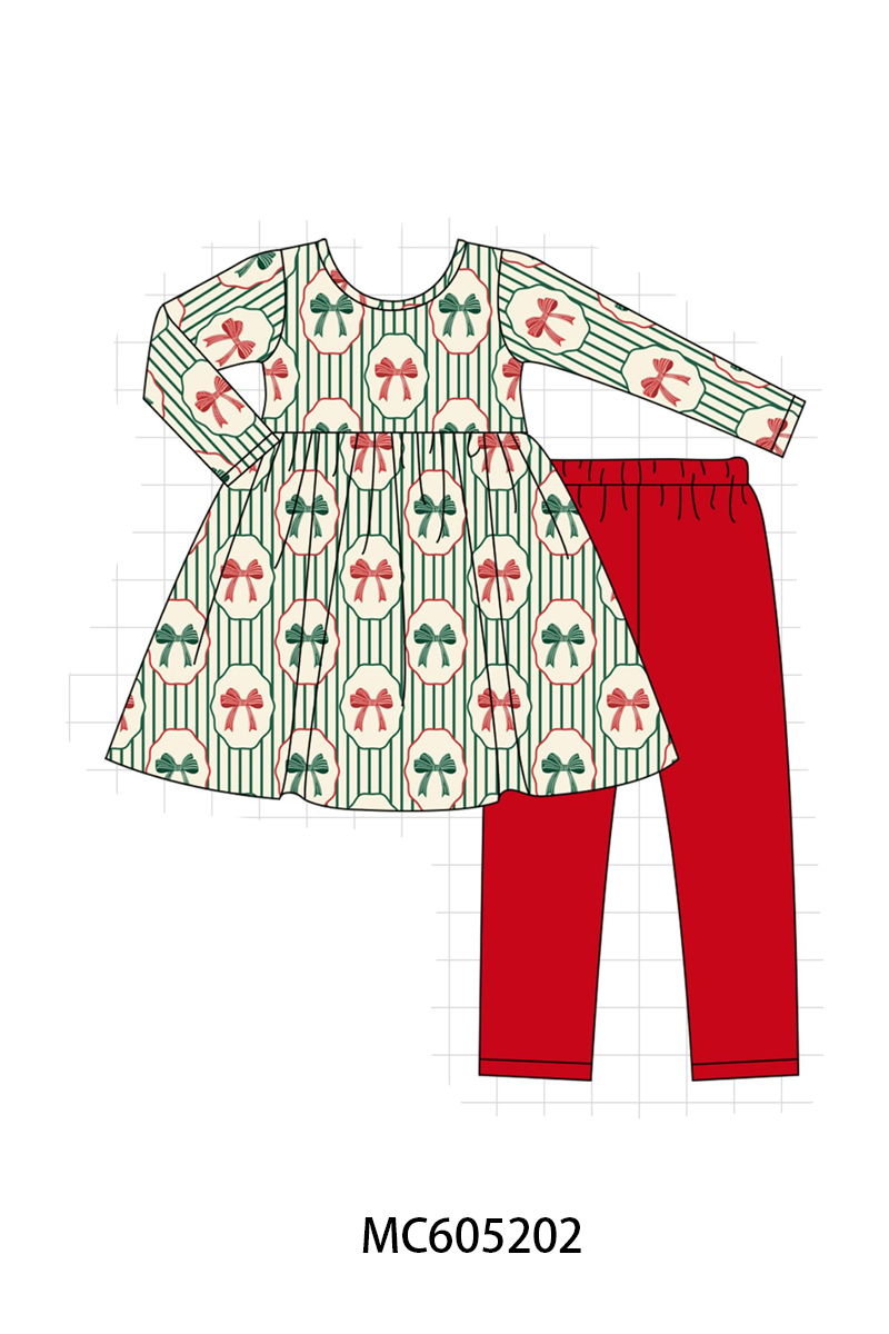 PO92 Green stripe christmas bow bamboo collection - ETA early November to LC