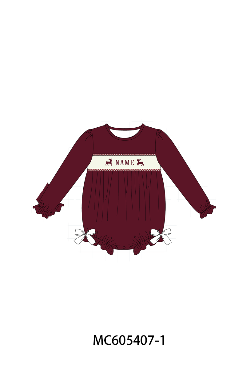 PO93 Maroon tree reindeer monogram embroidery collection - ETA mid-November to LC