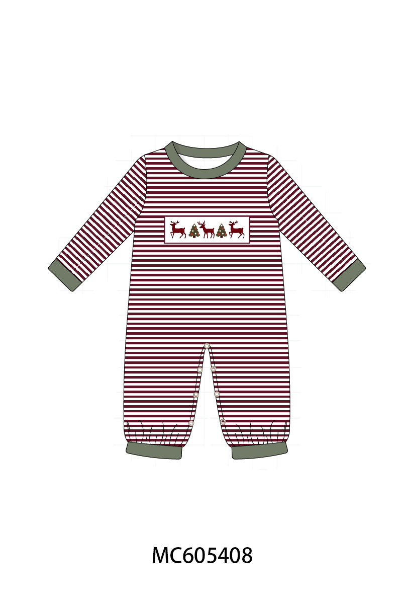 PO93 Maroon tree reindeer embroidery collection - ETA mid-November to LC