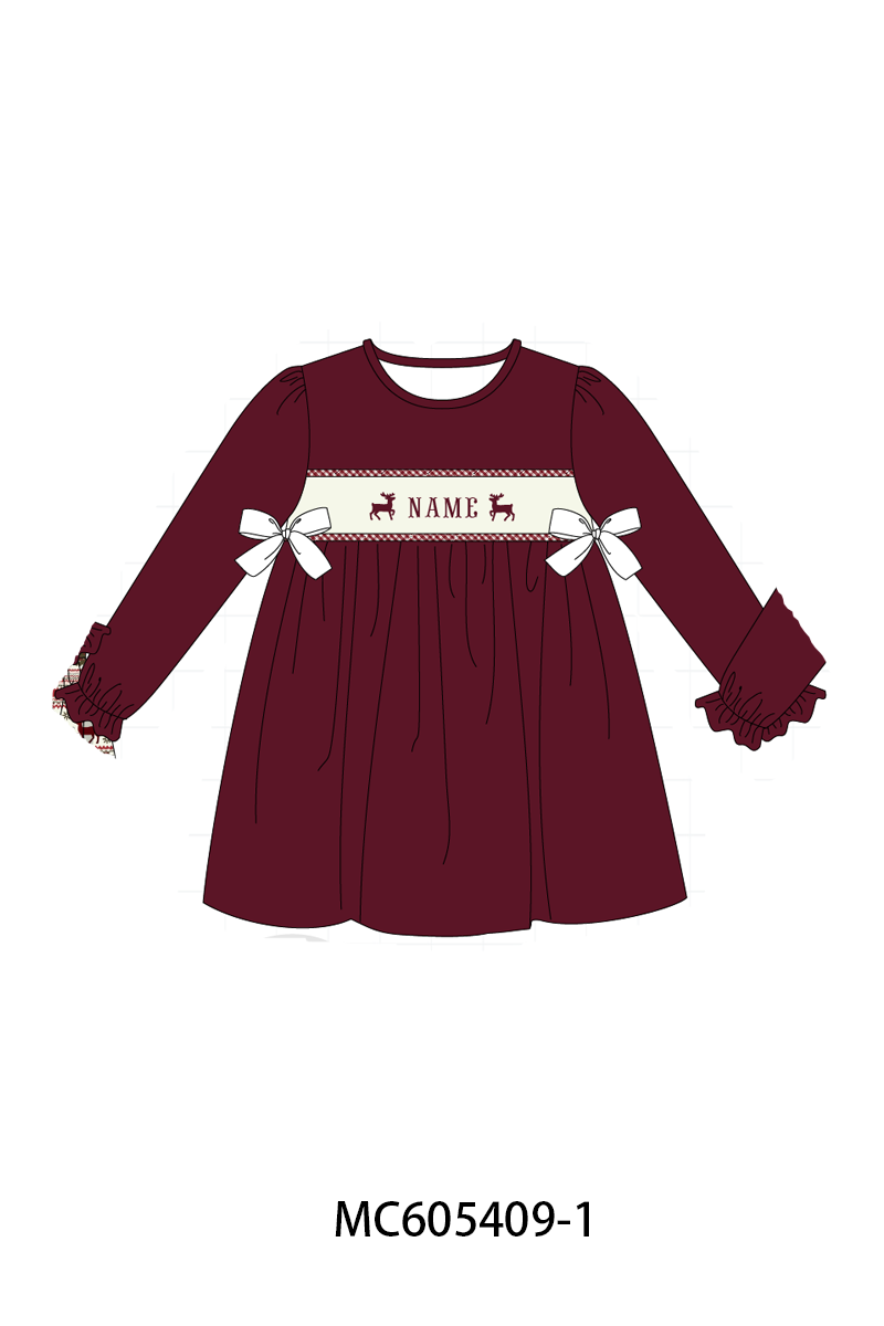 PO93 Maroon tree reindeer monogram embroidery collection - ETA mid-November to LC