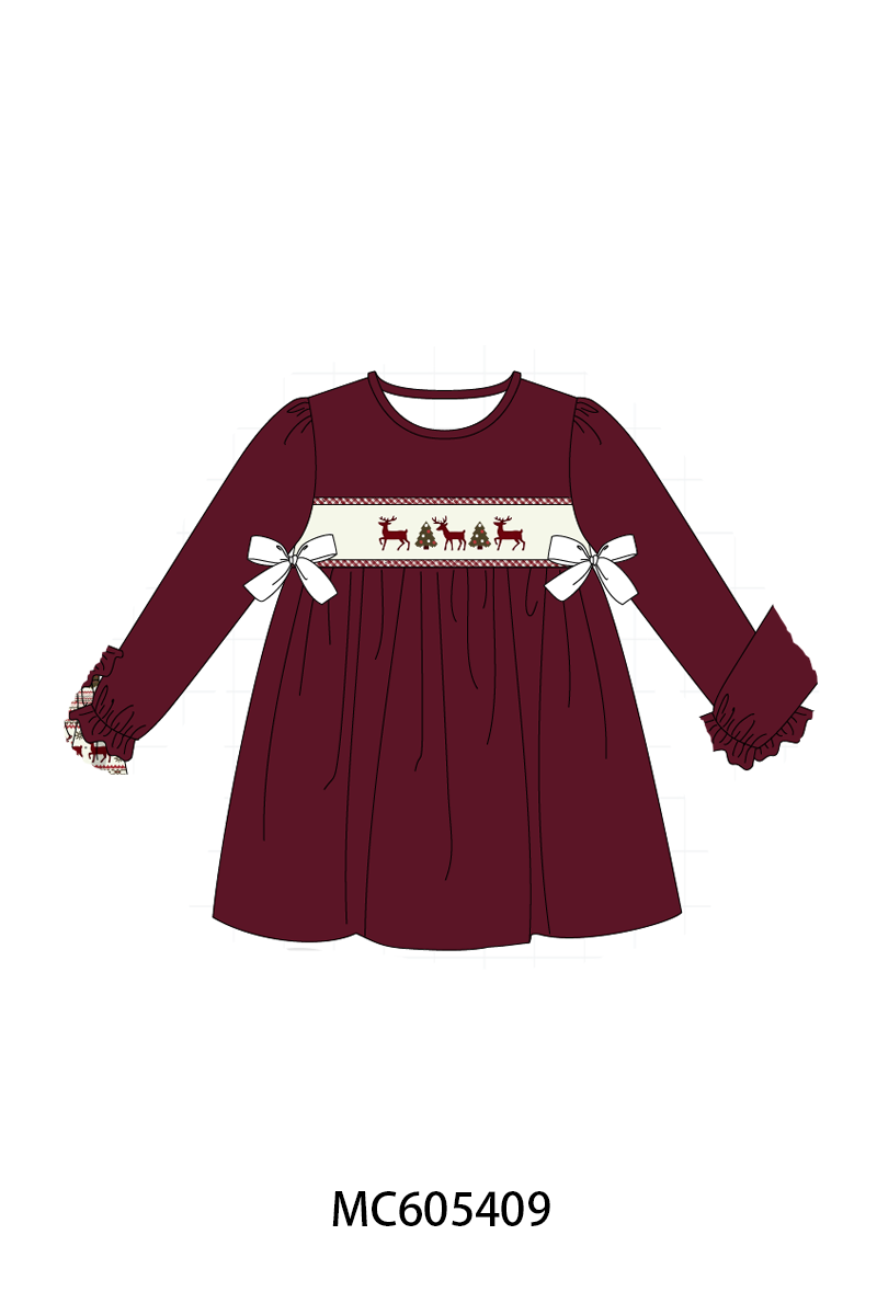PO93 Maroon tree reindeer embroidery collection - ETA mid-November to LC