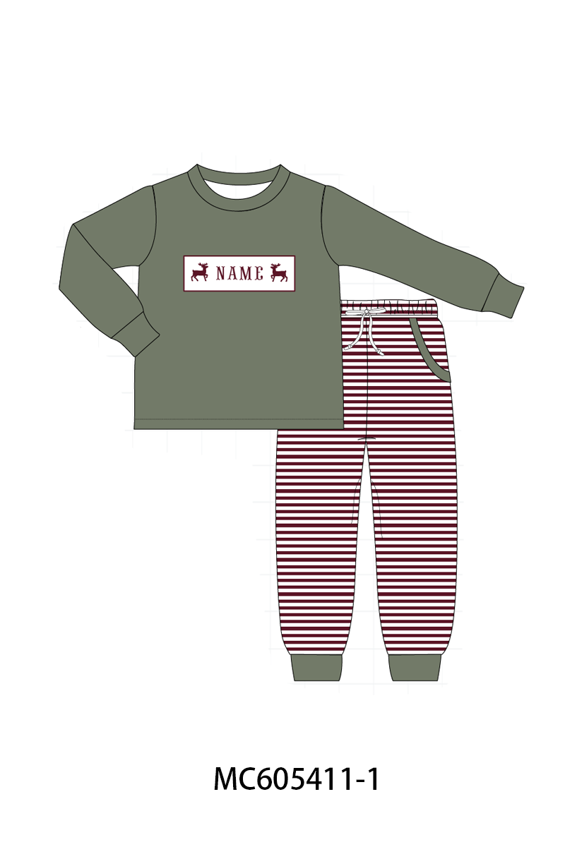 PO93 Maroon tree reindeer monogram embroidery collection - ETA mid-November to LC