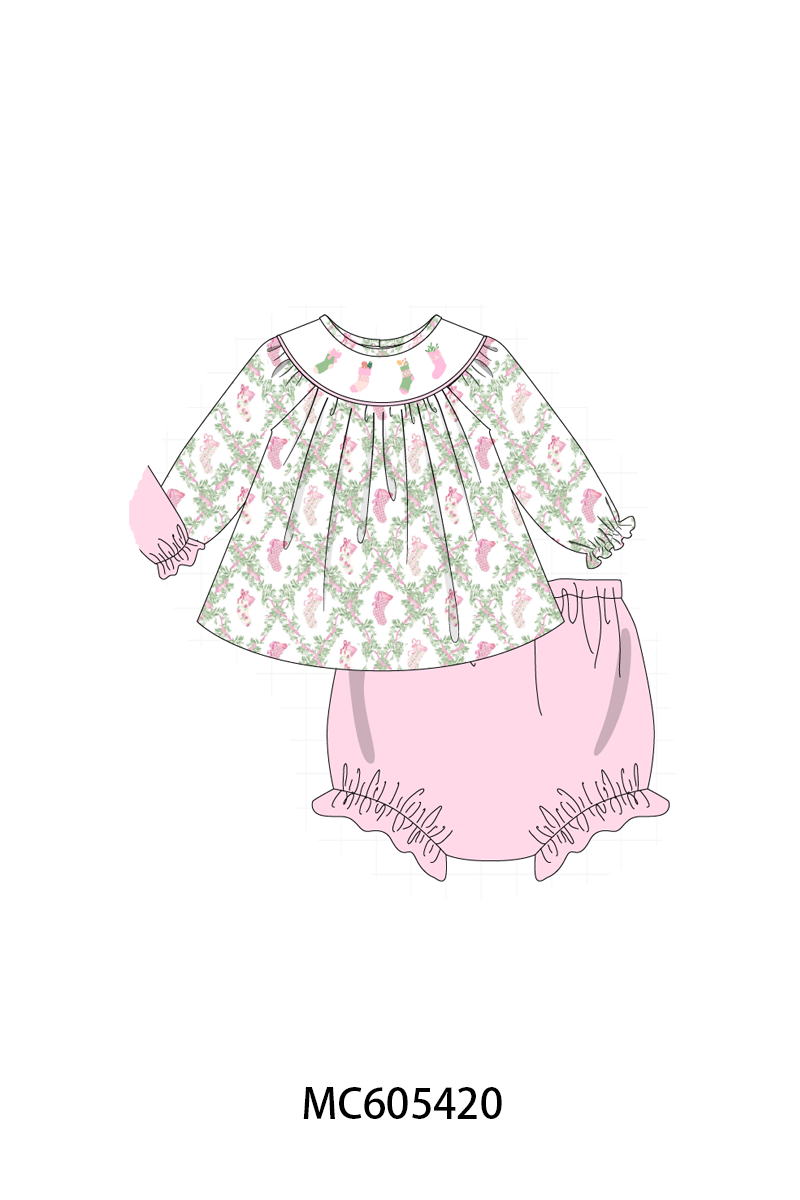 PO93 Pink holiday floral socks embroidery collection - ETA mid-November to LC