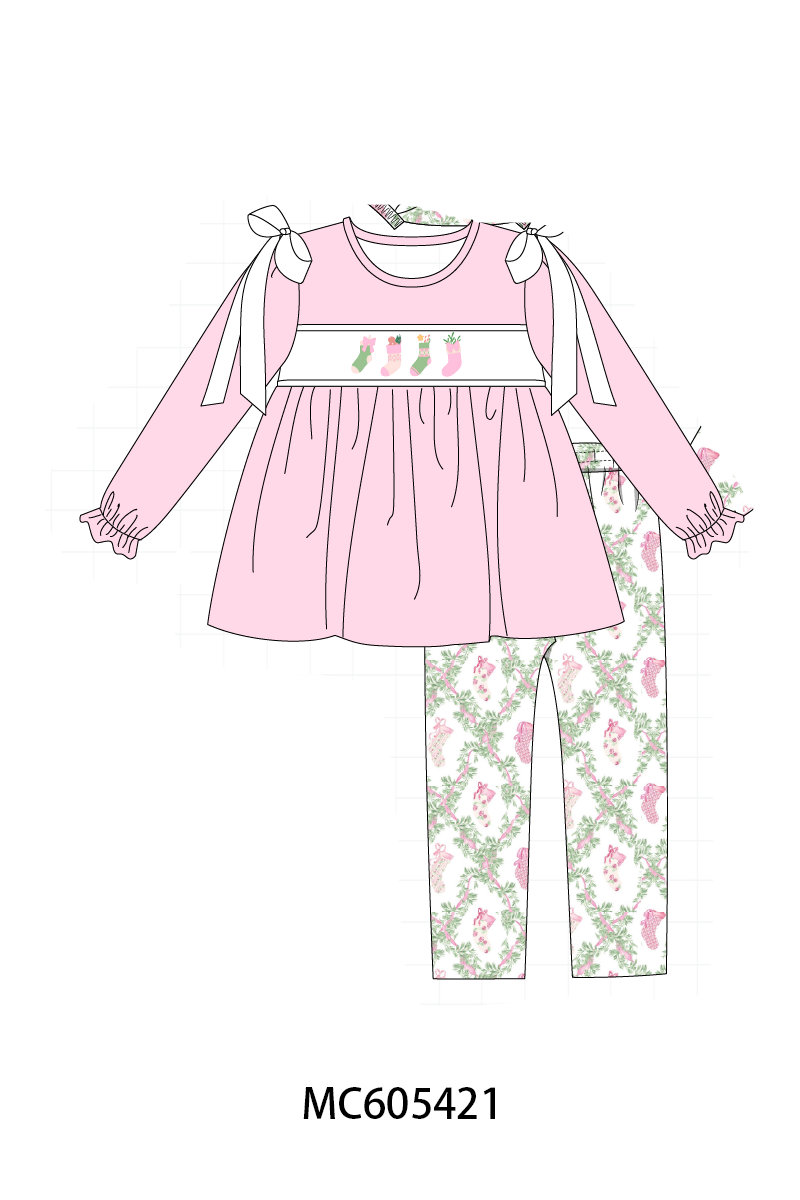 PO93 Pink holiday floral socks embroidery collection - ETA mid-November to LC