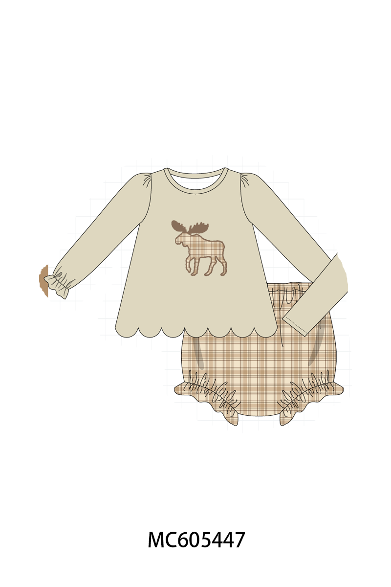 PO93 Khaki moose applique plaid collection - ETA mid-November to LC