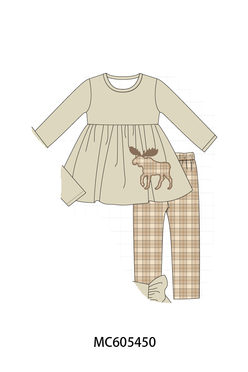 PO93 Khaki moose applique plaid collection - ETA mid-November to LC