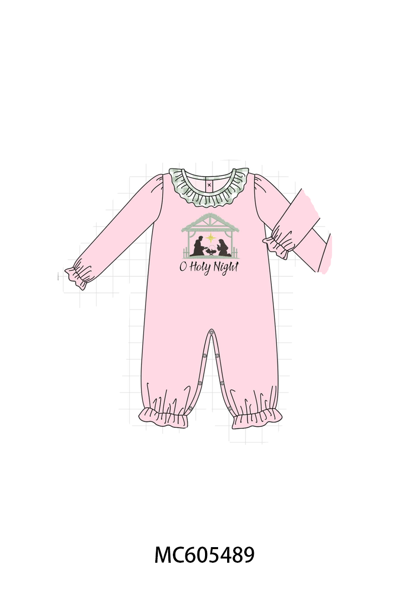 PO93 Pink&navy nativity embroidery ruffle gingham collection - ETA mid-November to LC