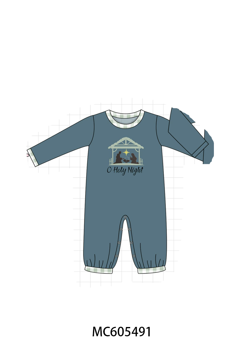 PO93 Pink&navy nativity embroidery ruffle gingham collection - ETA mid-November to LC