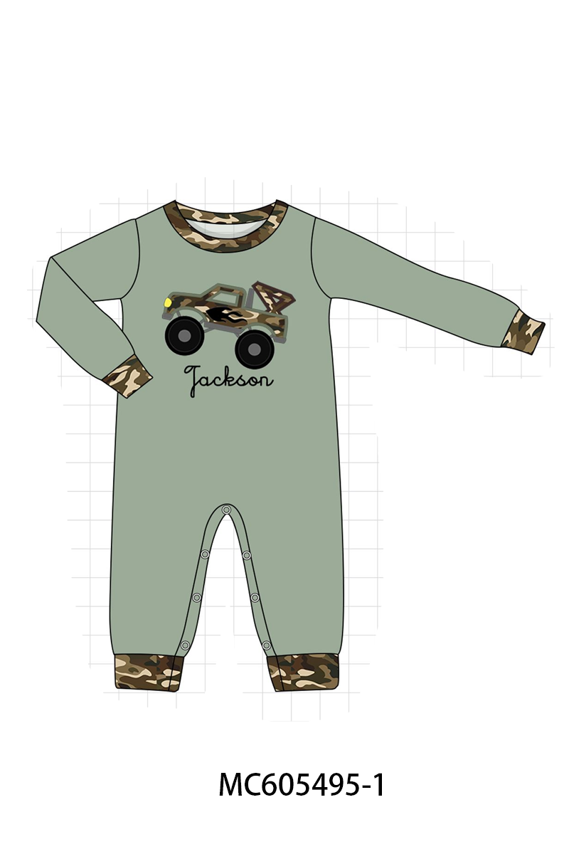 PO93 Gren leopard truck applique monogram embroidery collection - ETA mid-November to LC