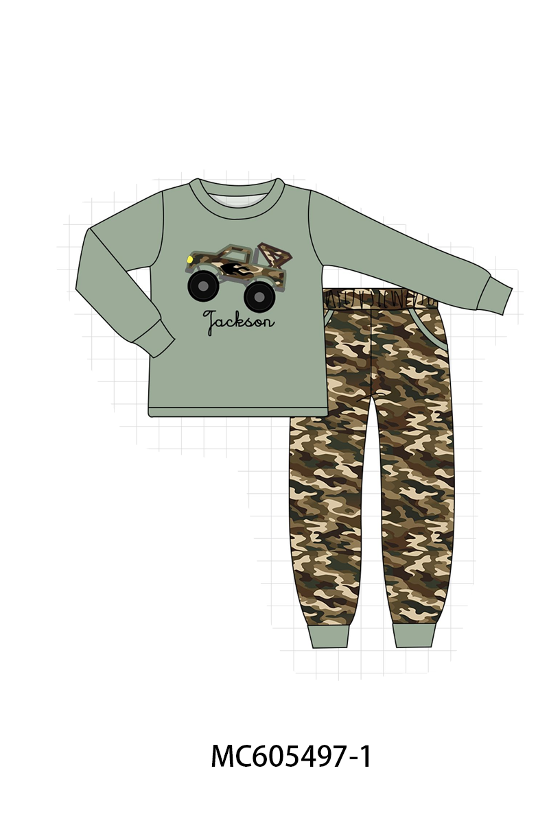 PO93 Gren leopard truck applique monogram embroidery collection - ETA mid-November to LC