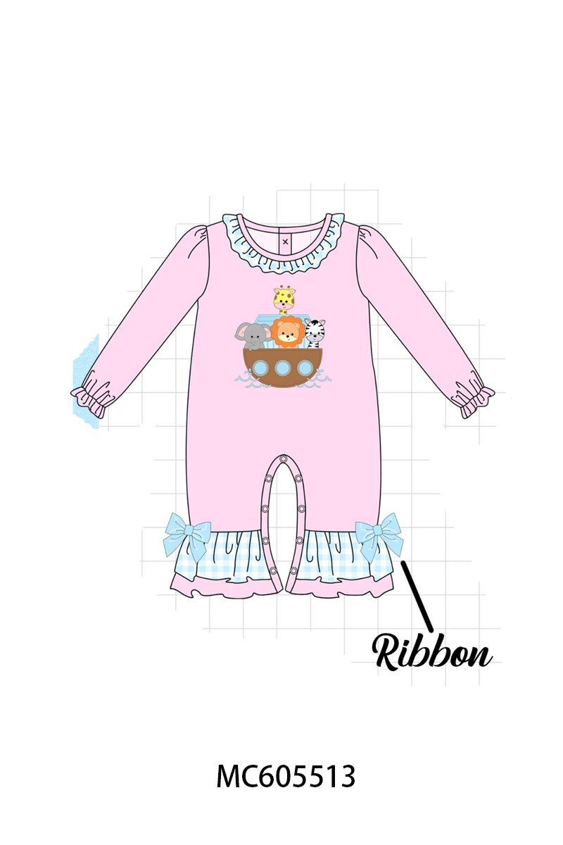 PO93 Pink&blue noah's ark applique gingham collection - ETA mid-November to LC