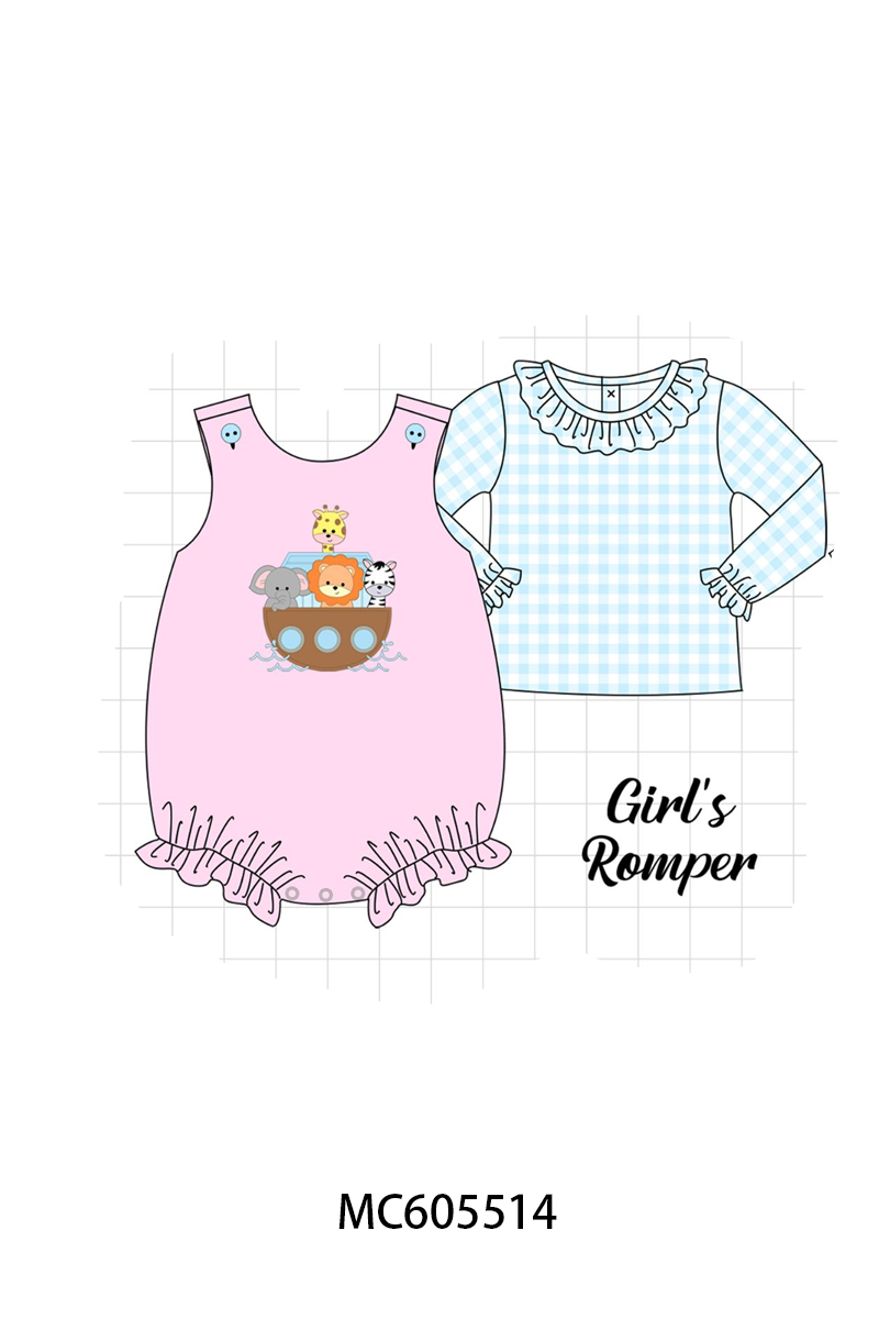 PO93 Pink&blue noah's ark applique gingham collection - ETA mid-November to LC